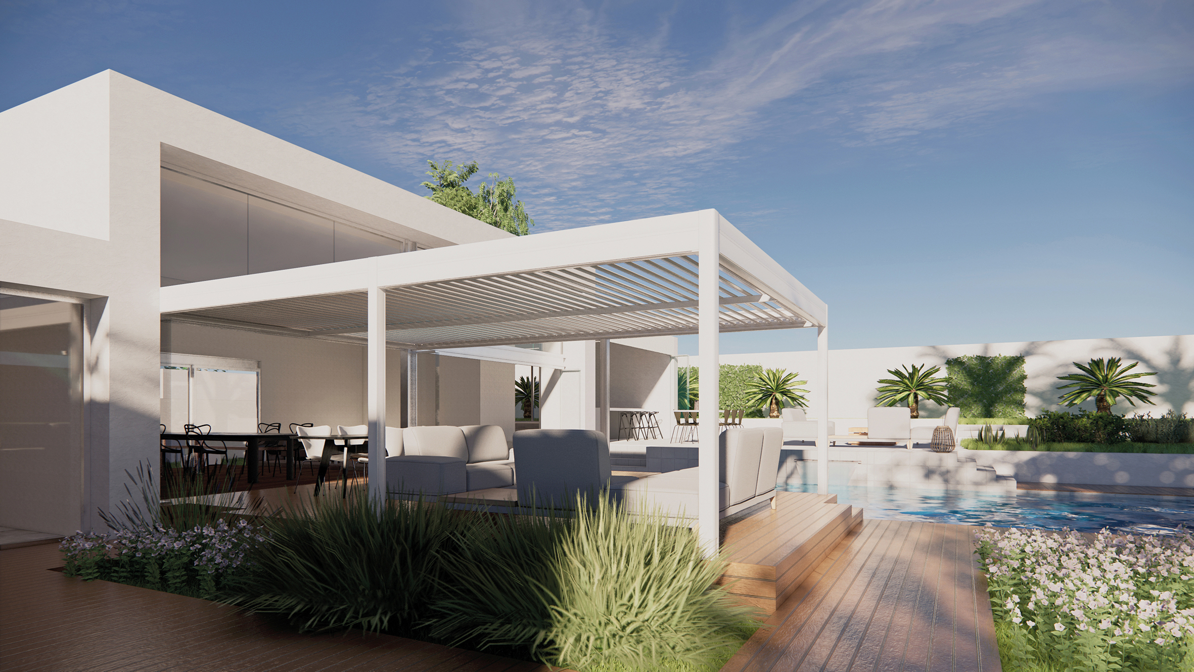 Pergola villa esterno retraibile MADA